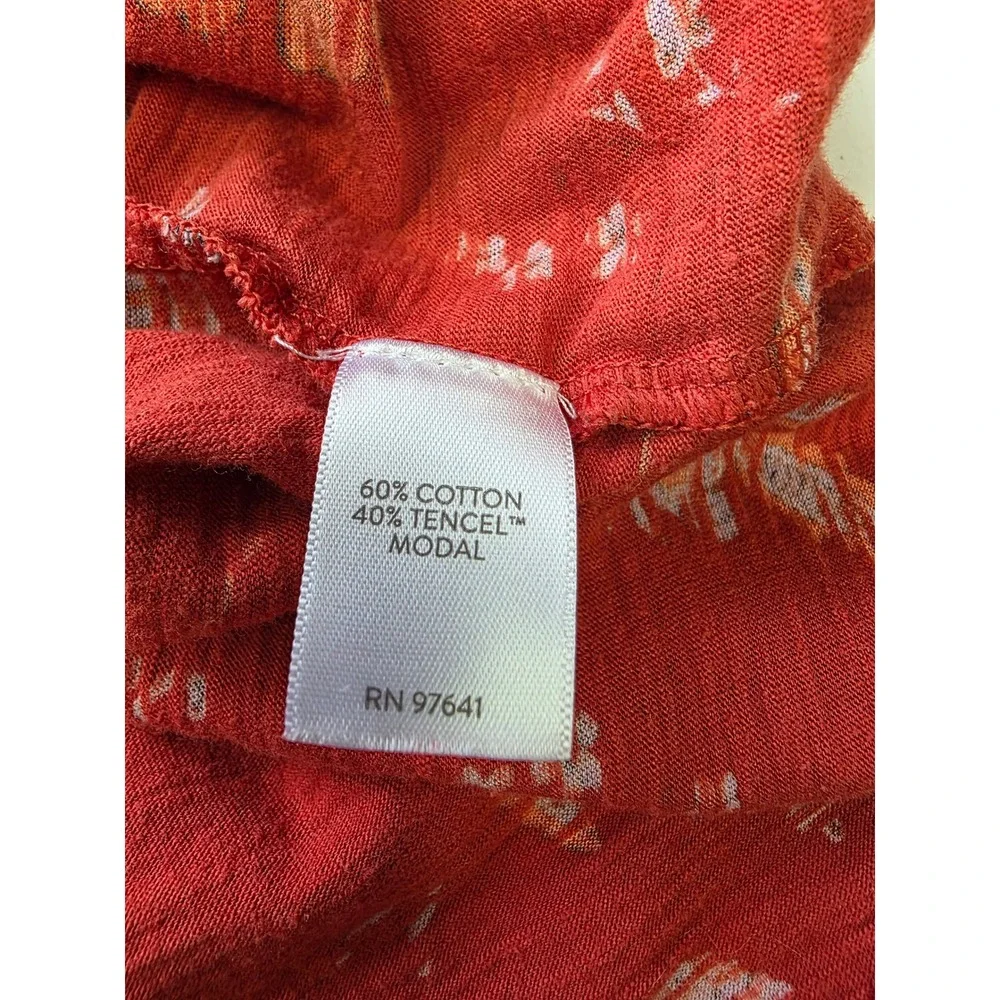 J. Jill Red Floral Henley Tank Cotton Tencel Modal Slub Knit Sleeveless Small - Picture 6 of 7